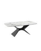 Table de salle à manger fixe en céramique Ravenna marbre blanc/anthracite - 220 x 110 x 75 cm