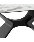 Table de salle à manger fixe en céramique Ravenna marbre blanc/anthracite - 220 x 110 x 75 cm