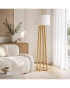 Lampadaire Voghera en bois naturel avec abat - jour en tissu bois - 35 x 35 x 165 cm