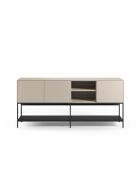 Buffet à 3 portes et 2 étagères Palinuro en stratifié avec structure métallique crème - 180 x 40 x 80 cm