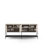 Buffet à 3 portes et 2 étagères Palinuro en stratifié avec structure métallique crème - 180 x 40 x 80 cm