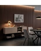 Buffet à 3 portes et 2 étagères Palinuro en stratifié avec structure métallique crème - 180 x 40 x 80 cm
