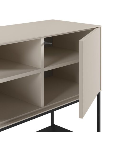 Buffet à 3 portes et 2 étagères Palinuro en stratifié avec structure métallique crème - 180 x 40 x 80 cm