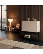 Buffet à 2 portes Palinuro en stratifié avec structure métallique crème - 80 x 40 x 90 cm