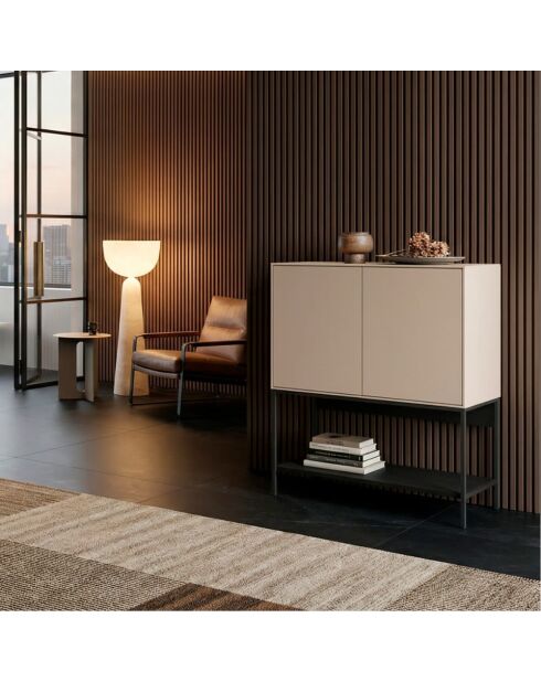 Buffet à 2 portes Palinuro en stratifié avec structure métallique crème - 80 x 40 x 90 cm