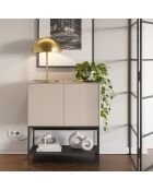 Buffet à 2 portes Palinuro en stratifié avec structure métallique crème - 80 x 40 x 90 cm