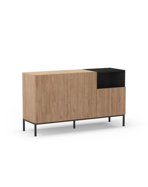 Buffet à 3 portes et 1 étagère Sapri en stratifié avec structure métallique brun/noir - 140 x 40 x 80 cm