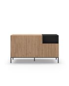 Buffet à 3 portes et 1 étagère Sapri en stratifié avec structure métallique brun/noir - 140 x 40 x 80 cm