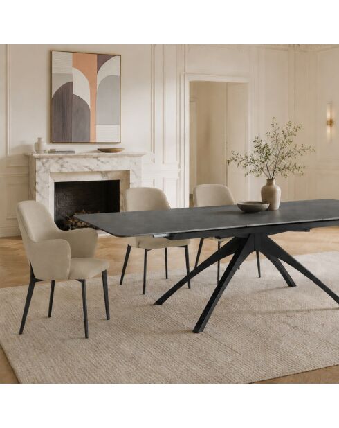 Table extensible en pierre frittée Acciaroli gris foncé - 150/200 cm