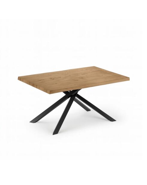 Table de salle à manger fixe en bois Udine 160 chêne/noir - 160 x 90 x 76 cm