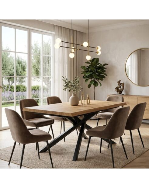 Table de salle à manger fixe en bois Udine 160 chêne/noir - 160 x 90 x 76 cm