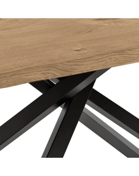 Table de salle à manger fixe en bois Udine 160 chêne/noir - 160 x 90 x 76 cm