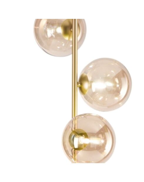 Lampadaire Surbo en métal avec quatre diffuseurs en verre laiton - 28 x 28 x 160 cm