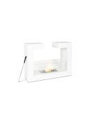 Cheminée bioéthanol sur pied Caldaro en acier inoxydable blanc - 78 x 25 x 58 cm