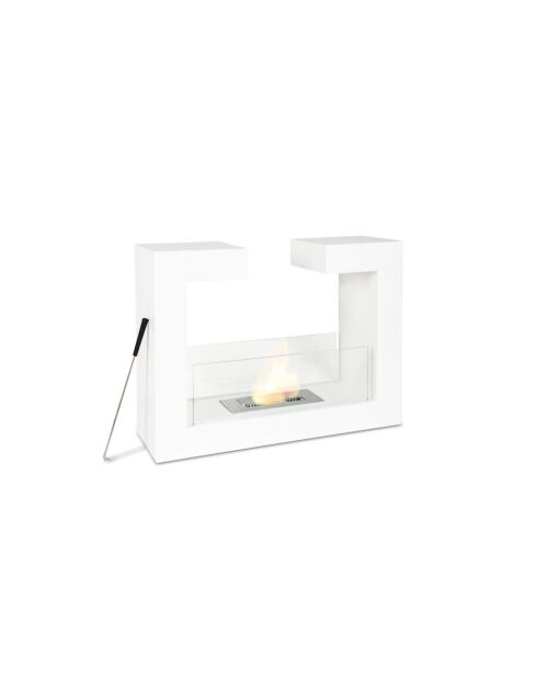 Cheminée bioéthanol sur pied Caldaro en acier inoxydable blanc - 78 x 25 x 58 cm