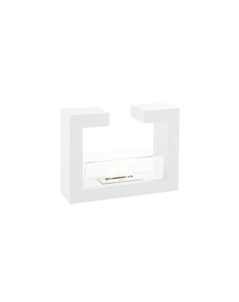 Cheminée bioéthanol sur pied Caldaro en acier inoxydable blanc - 78 x 25 x 58 cm