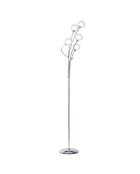 Lampadaire Roccella en métal chromé avec cinq diffuseurs en verre chrome - 36 x 36 x 150 cm