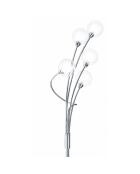 Lampadaire Roccella en métal chromé avec cinq diffuseurs en verre chrome - 36 x 36 x 150 cm