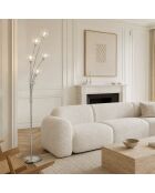 Lampadaire Roccella en métal chromé avec cinq diffuseurs en verre chrome - 36 x 36 x 150 cm