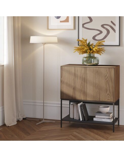 Buffet à 2 portes Palinuro en stratifié avec structure métallique brun - 80 x 40 x 90 cm