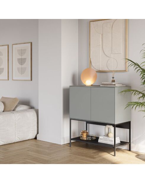 Buffet à 2 portes Palinuro en stratifié avec structure métallique vert - 80 x 40 x 90 cm