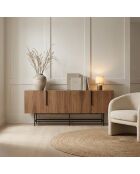 Buffet à 4 portes Anagni en stratifié structure métallique brun - 200 x 40 x 77,9 cm