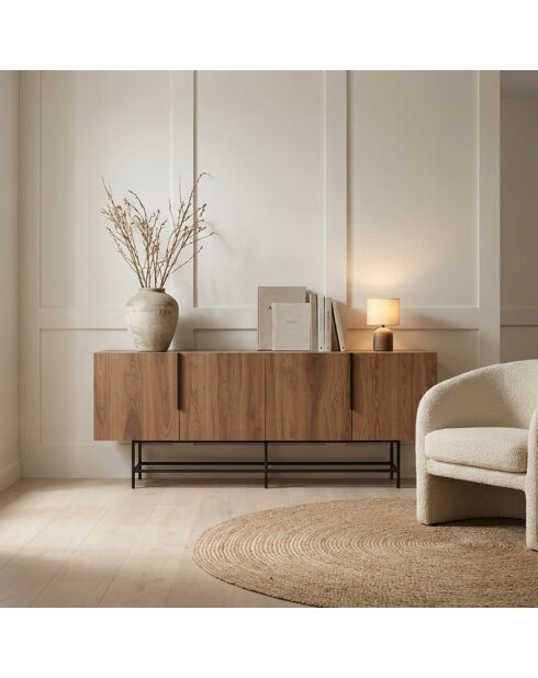 Buffet à 4 portes Anagni en stratifié structure métallique brun - 200 x 40 x 77,9 cm
