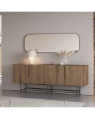 Buffet à 4 portes Anagni en stratifié structure métallique brun - 200 x 40 x 77,9 cm