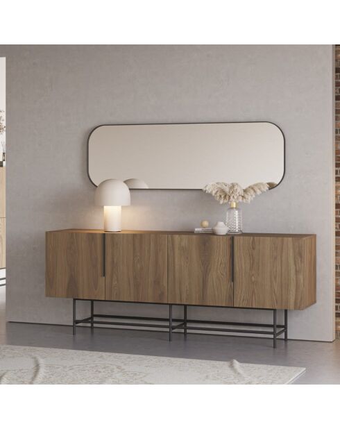 Buffet à 4 portes Anagni en stratifié structure métallique brun - 200 x 40 x 77,9 cm