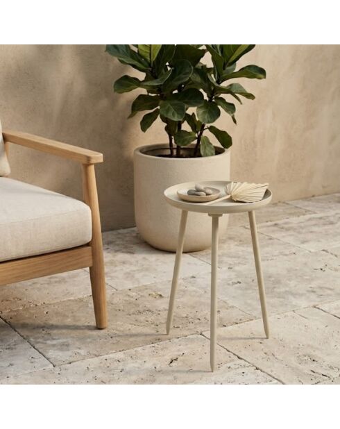 Table basse Ponza 37 à plateau rond gris - 37 x 37 x 41 cm