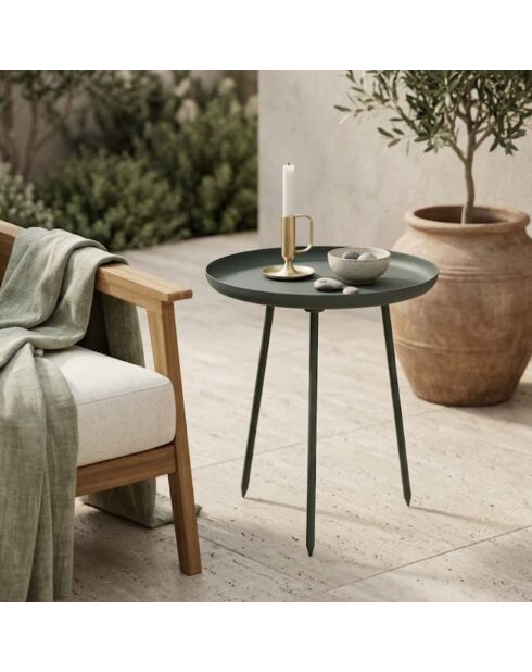 Table basse Ponza 39 à plateau rond vert - 39 x 39 x 44 cm