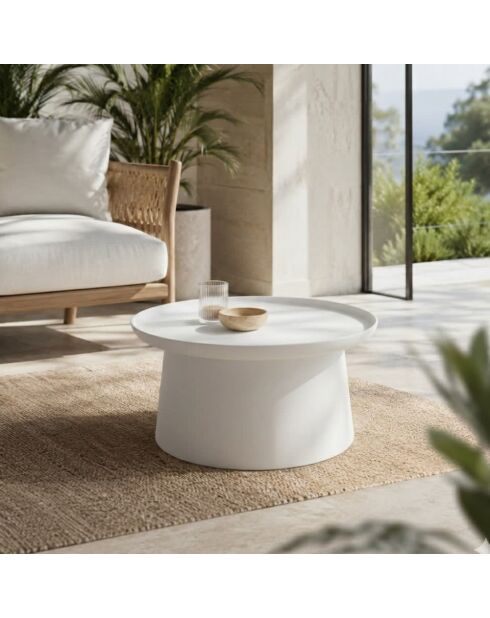 Table basse ronde Maiori blanc - 70 x 70 x 36 cm