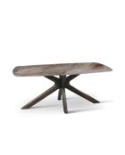 Table de salle à manger fixe en céramiqueTorino albâtre/marbre brun - 180 x 90 x 76 cm