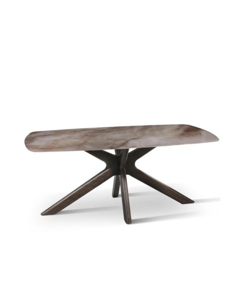 Table de salle à manger fixe en céramiqueTorino albâtre/marbre brun - 180 x 90 x 76 cm