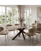 Table de salle à manger fixe en céramiqueTorino albâtre/marbre brun - 180 x 90 x 76 cm