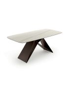 Table de salle à manger fixe en céramique Roma calacatta/marbre brun - 220 x 110 x 76 cm
