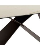 Table de salle à manger fixe en céramique Roma calacatta/marbre brun - 220 x 110 x 76 cm