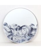 Miroir mural rond en verre Dolceacqua blanc/bleu argent - 80 x 3,5 x 80 cm