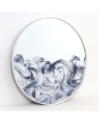Miroir mural rond en verre Dolceacqua blanc/bleu argent - 80 x 3,5 x 80 cm