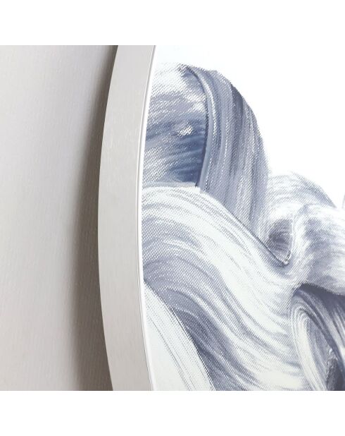 Miroir mural rond en verre Dolceacqua blanc/bleu argent - 80 x 3,5 x 80 cm