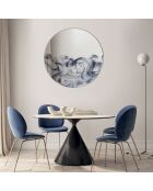 Miroir mural rond en verre Dolceacqua blanc/bleu argent - 80 x 3,5 x 80 cm