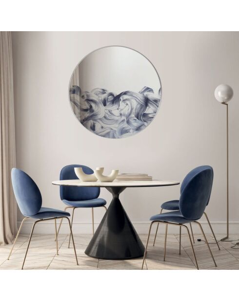 Miroir mural rond en verre Dolceacqua blanc/bleu argent - 80 x 3,5 x 80 cm