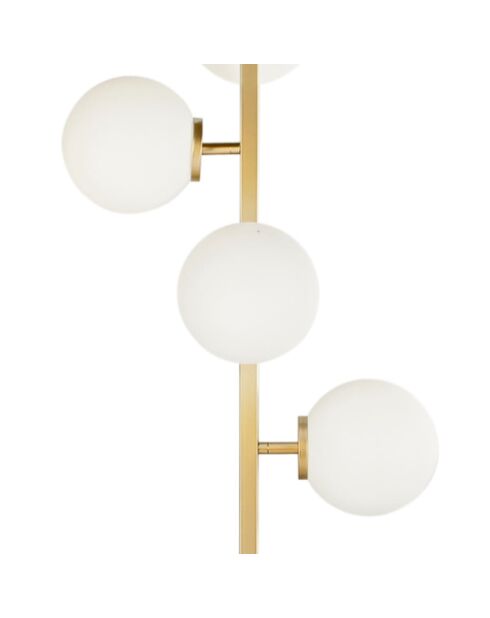 Lampadaire en métal Bordighera avec quatre diffuseurs en verre doré - 37,5 x 25 x 149,8 cm