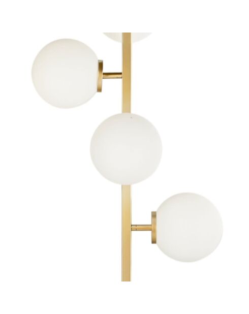 Lampadaire en métal Bordighera avec quatre diffuseurs en verre doré - 37,5 x 25 x 149,8 cm