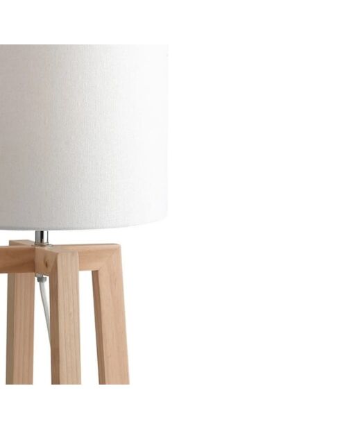 Lampe de table Voghera en bois naturel avec abat - jour en tissu bois - 25 x 25 x 47 cm