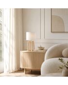 Lampe de table Voghera en bois naturel avec abat - jour en tissu bois - 25 x 25 x 47 cm