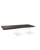 Table de salle à manger extensible en verre trempéTrieste 200 chêne traité thermiquement/transparent - 200/300 cm