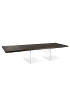 Table de salle à manger extensible en verre trempéTrieste 200 chêne traité thermiquement/transparent - 200/300 cm