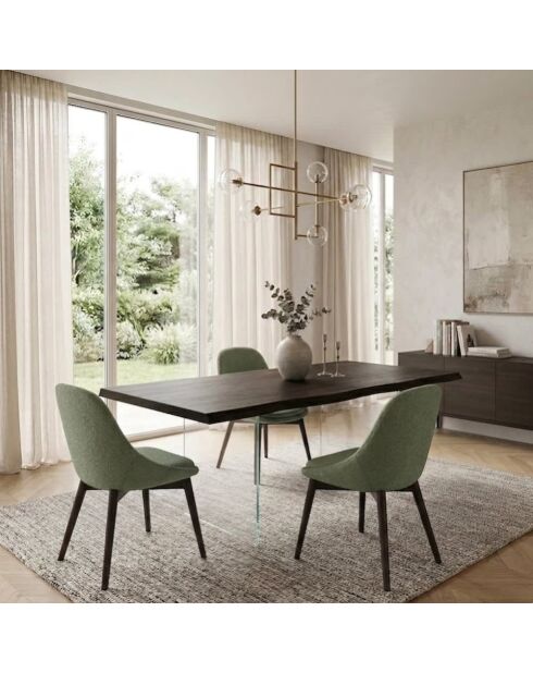Table de salle à manger extensible en verre trempéTrieste 200 chêne traité thermiquement/transparent - 200/300 cm