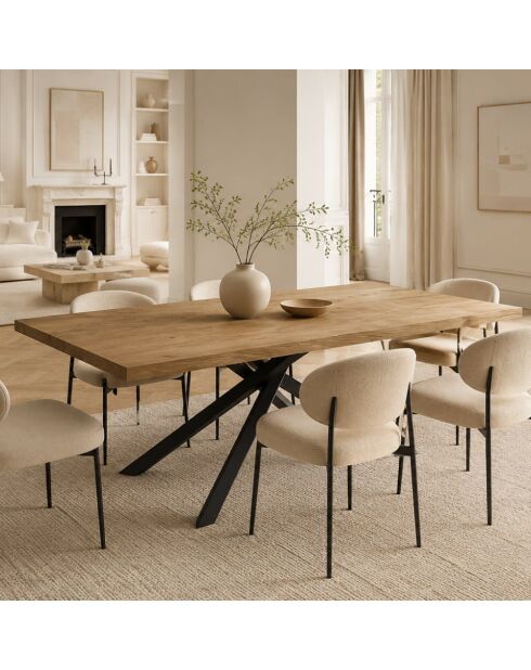 Table de salle à manger Udine 200 extensible chêne/noir - 200/300 cm